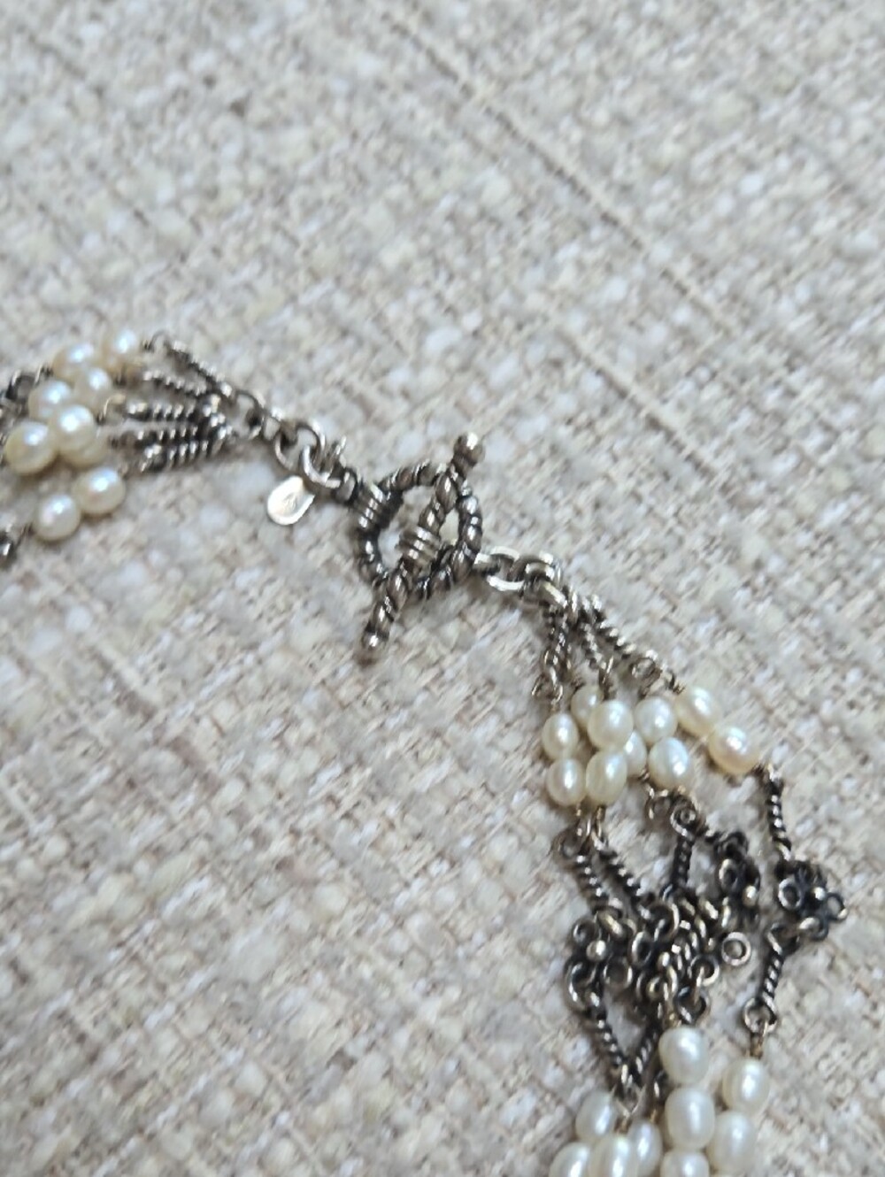 vintage Silpada White Pearl Multi-Strand Necklace with Silver Accents - Picture 7 of 9